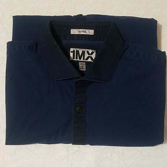Express 1MX Limited Edition Blue Dress Shirt L - Picture 1 of 8
